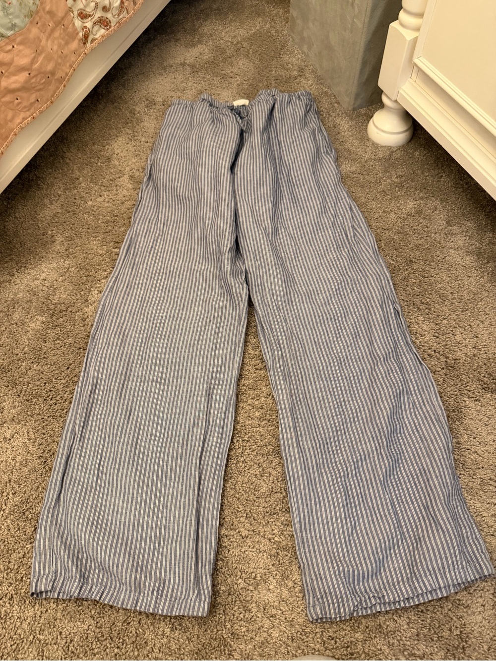 Brandy Melville Blue & White Pinstripe Wide-Leg Pants